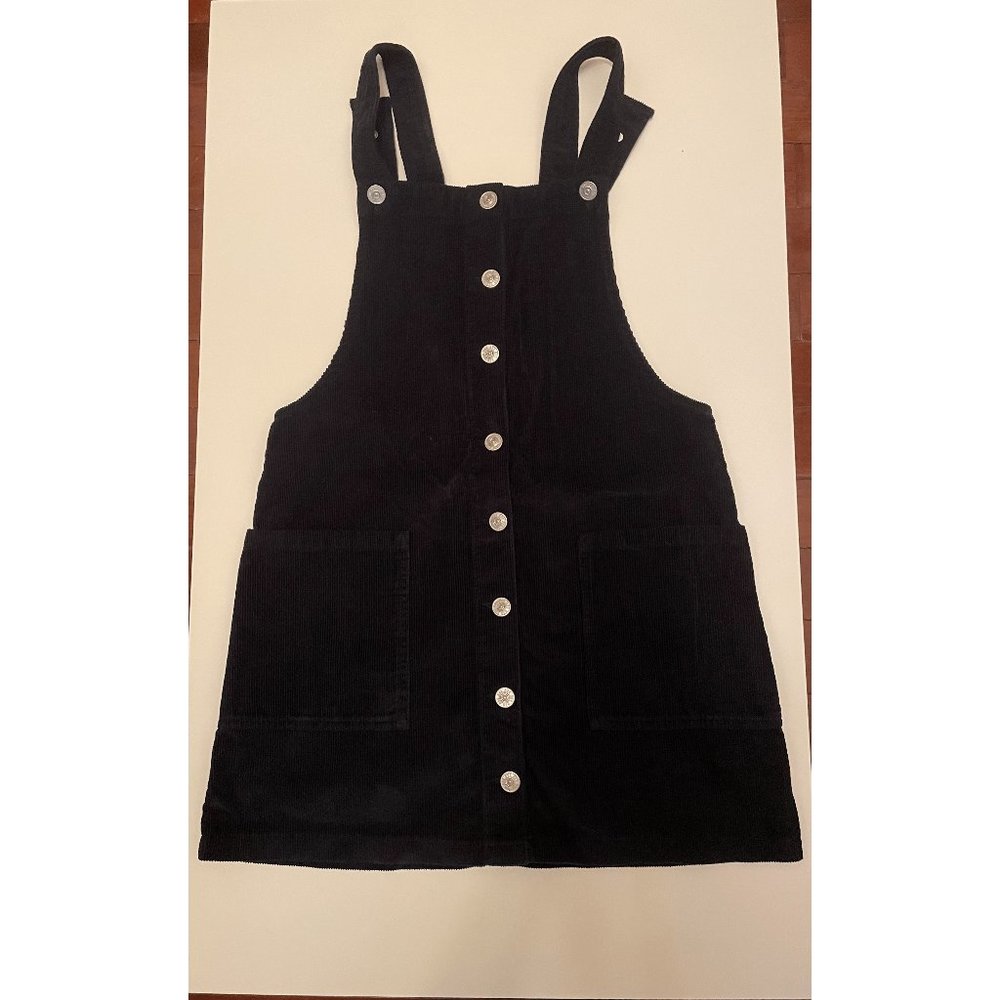 BDG Navy Corduroy Button-Through Dungaree Dress